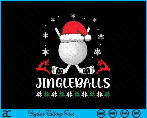 Jingleballs Hockey Player Merry Xmas Christmas Day SVG PNG Digital Cutting Files