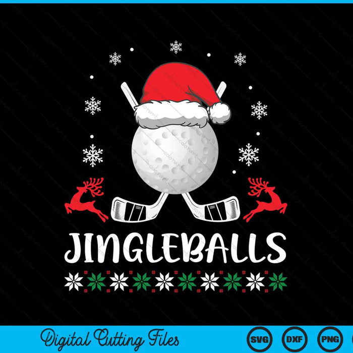 Jingleballs hockey player merry Xmas Christmas day SVG PNG cut file for Cricut