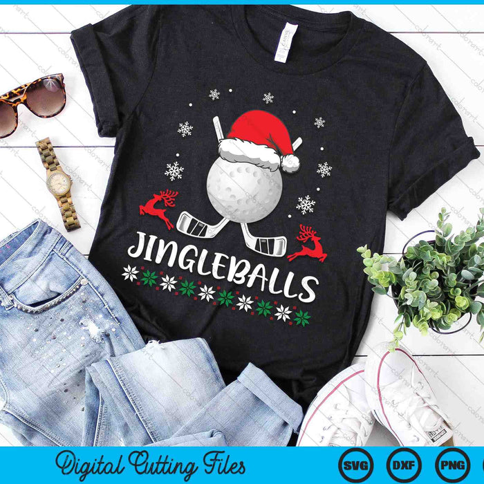 Jingleballs Hockey Player Merry Xmas Christmas Day SVG PNG Digital Cutting Files