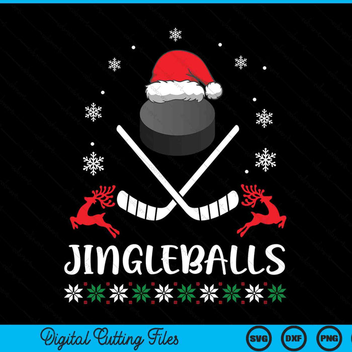 Jingleballs ice hockey player merry Xmas Christmas day SVG PNG cut file for Cricut