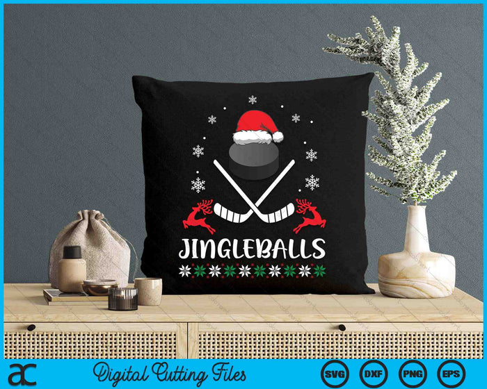 Jingleballs Ice Hockey Player Merry Xmas Christmas Day SVG PNG Digital Cutting Files