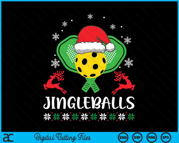 Jingleballs Pickleball Player Merry Xmas Christmas Day SVG PNG Digital Cutting Files