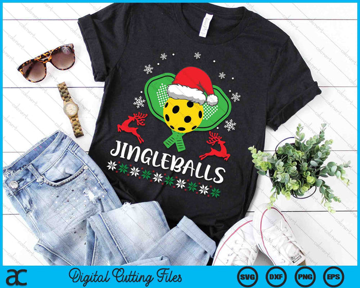 Jingleballs Pickleball Player Merry Xmas Christmas Day SVG PNG Digital Cutting Files