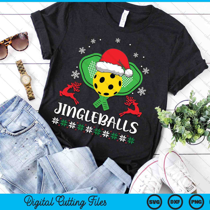 Jingleballs Pickleball Player Merry Xmas Christmas Day SVG PNG Digital Cutting Files