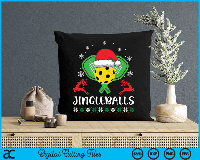 Jingleballs Pickleball Player Merry Xmas Christmas Day SVG PNG Digital Cutting Files