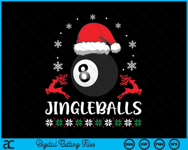 Jingleballs Pool Ball Player Merry Xmas Christmas Day SVG PNG Digital Cutting Files