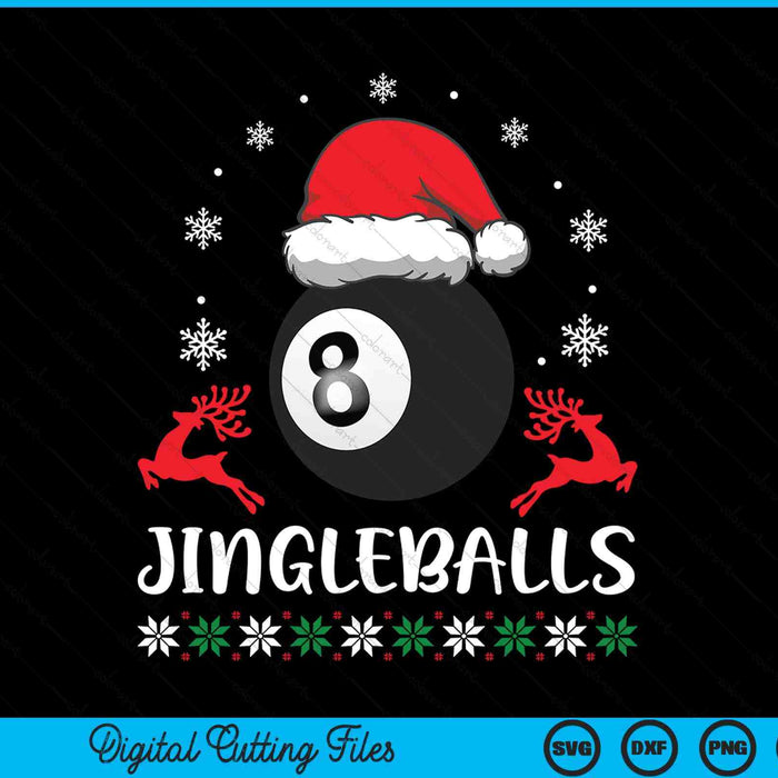 Jingleballs pool ball player merry Xmas Christmas day SVG cut file