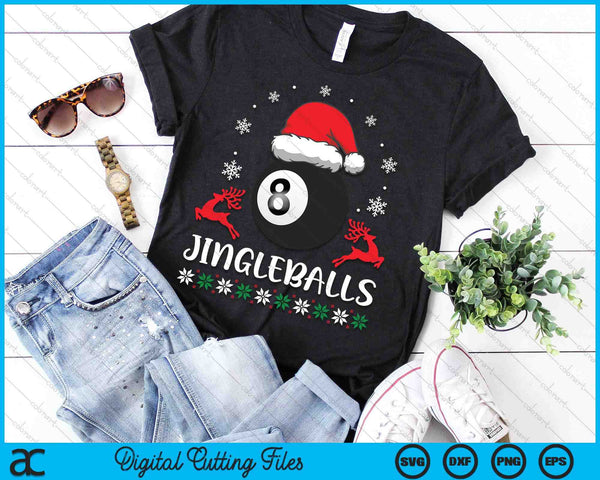 Jingleballs Pool Ball Player Merry Xmas Christmas Day SVG PNG Digital Cutting Files