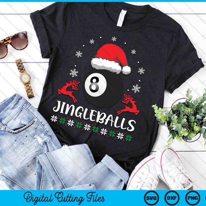 Jingleballs Pool Ball Player Merry Xmas Christmas Day SVG PNG Digital Cutting Files