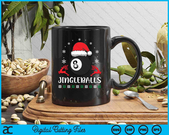 Jingleballs Pool Ball Player Merry Xmas Christmas Day SVG PNG Digital Cutting Files