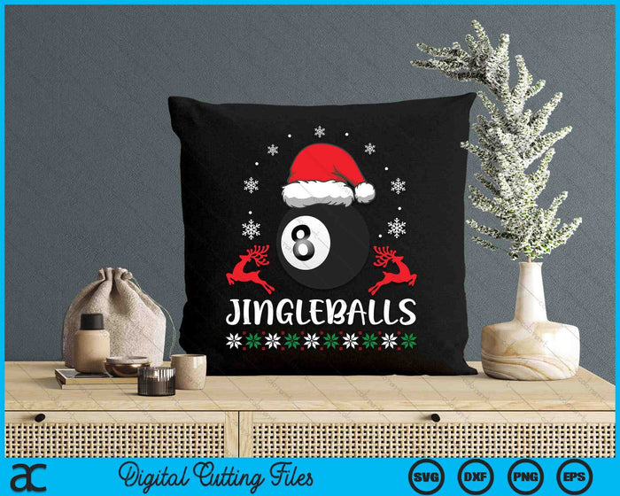 Jingleballs Pool Ball Player Merry Xmas Christmas Day SVG PNG Digital Cutting Files