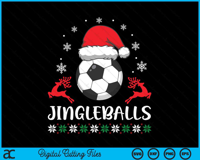 Jingleballs Soccer Player Merry Xmas Christmas Day SVG PNG Digital Cutting Files