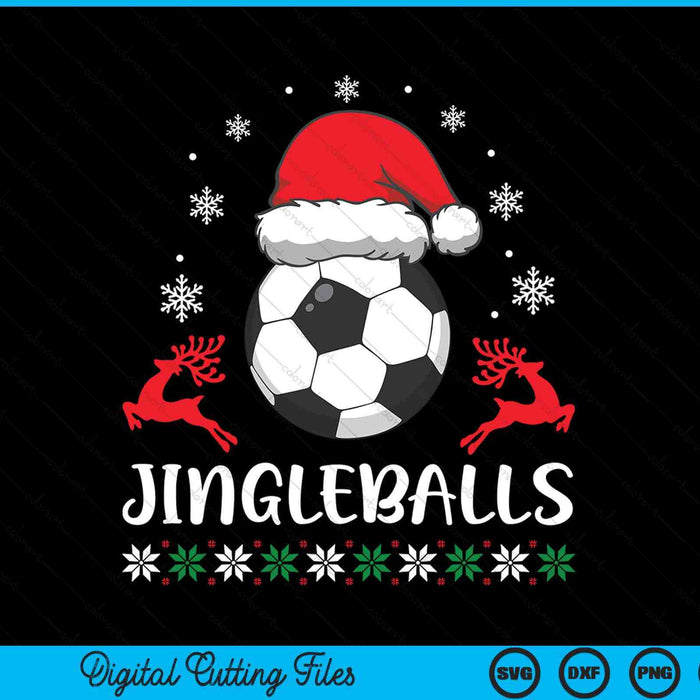 Jingleballs Soccer Player Merry Xmas Christmas Day SVG PNG Digital Cutting Files