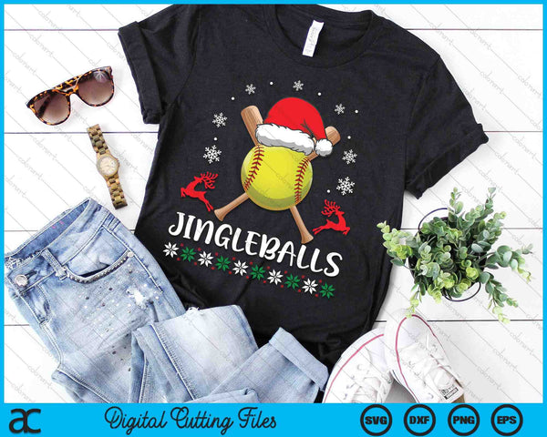 Jingleballs Softball Player Merry Xmas Christmas Day SVG PNG Digital Cutting Files