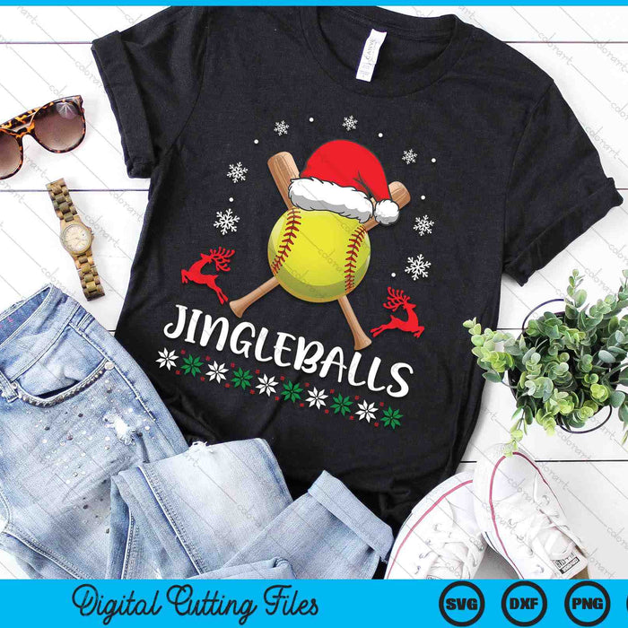 Jingleballs Softball Player Merry Xmas Christmas Day SVG PNG Digital Cutting Files