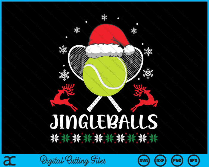 Jingleballs Tennis Player Merry Xmas Christmas Day SVG PNG Digital Cutting Files