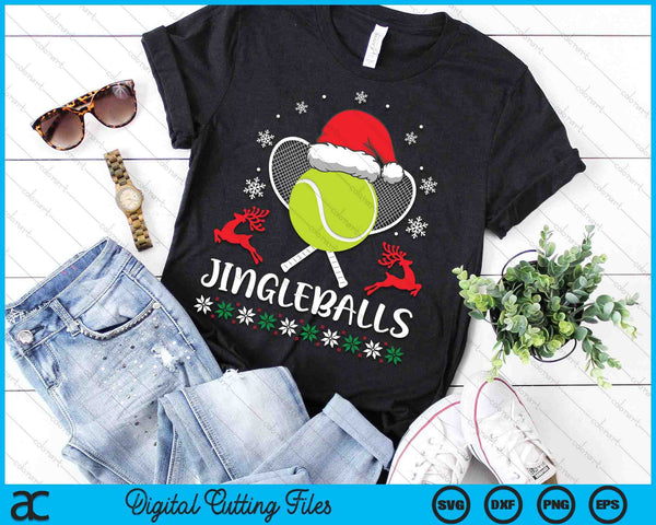 Jingleballs Tennis Player Merry Xmas Christmas Day SVG PNG Digital Cutting Files