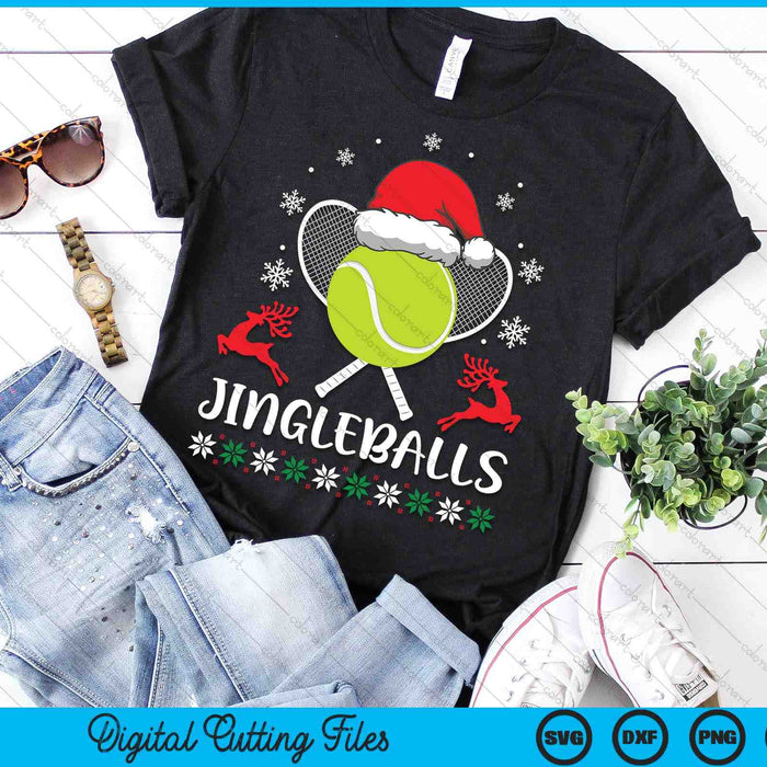 Jingleballs Tennis Player Merry Xmas Christmas Day SVG PNG Digital Cutting Files