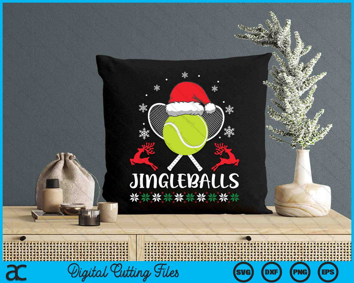 Jingleballs Tennis Player Merry Xmas Christmas Day SVG PNG Digital Cutting Files