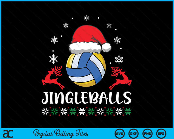 Jingleballs Volleyball Player Merry Xmas Christmas Day SVG PNG Digital Cutting Files