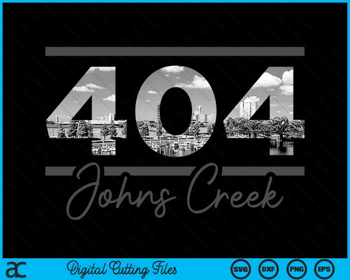 Johns Creek 404 Netnummer Skyline Georgia Vintage SVG PNG digitale snijbestanden 