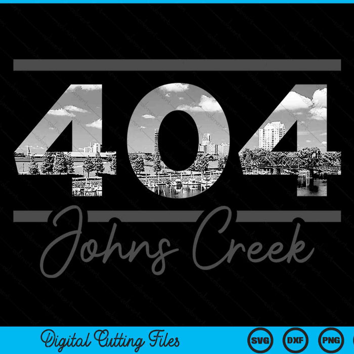 Johns creek 404 area code skyline Georgia vintage SVG PNG cut file for Cricut