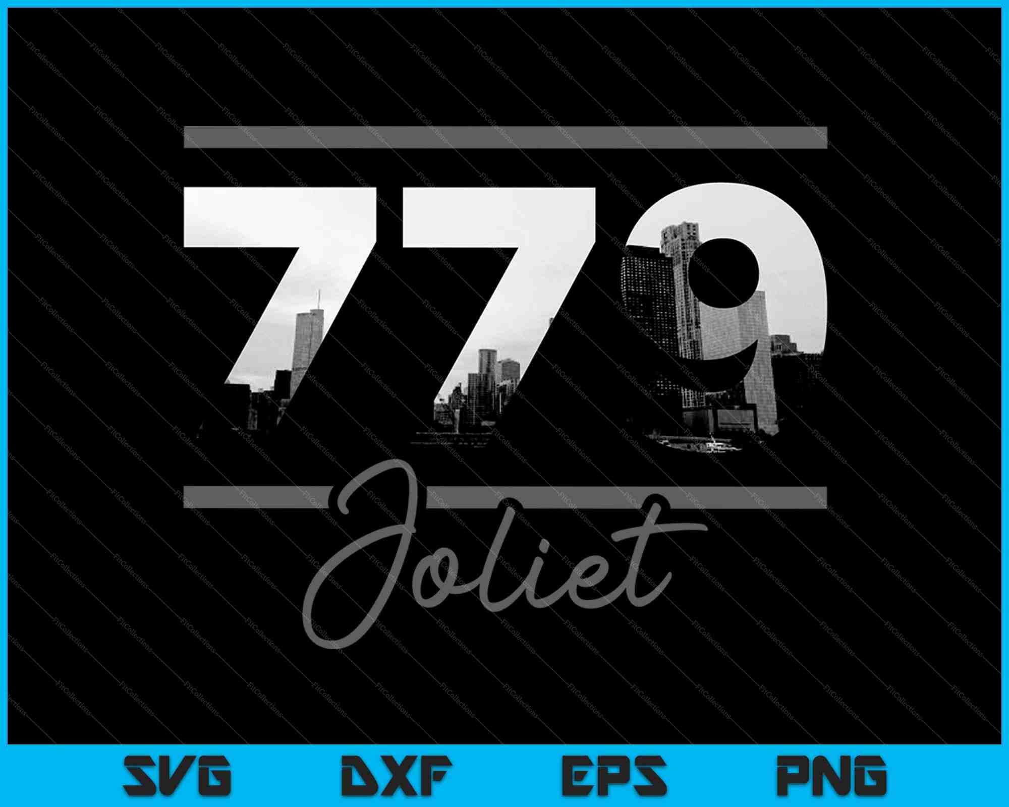 Joliet 779 Area Code Skyline Illinois Vintage SVG PNG Files ...