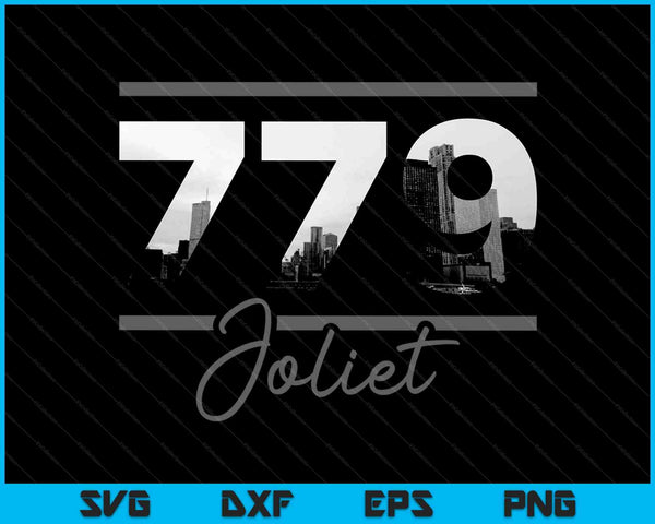 Joliet 779 Area Code Skyline Illinois Vintage SVG PNG Cutting Printable Files