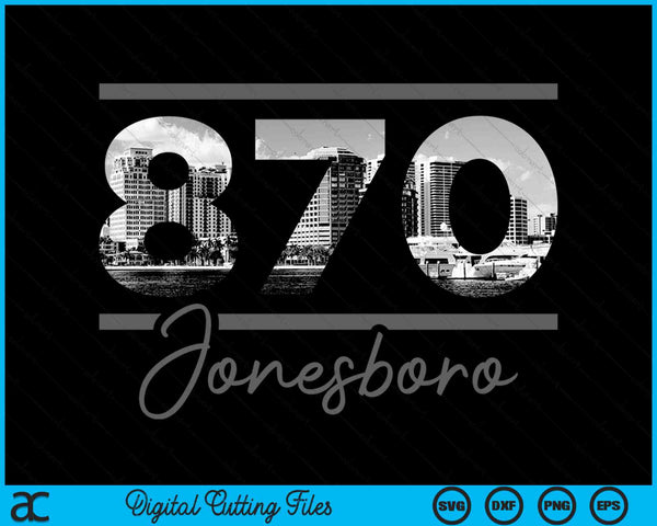 Jonesboro 870 Area Code Skyline Arkansas Vintage SVG PNG Digital Cutting Files