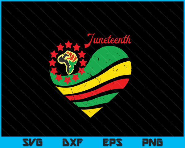 Juneteenth Corazón SVG PNG Archivo de corte digital