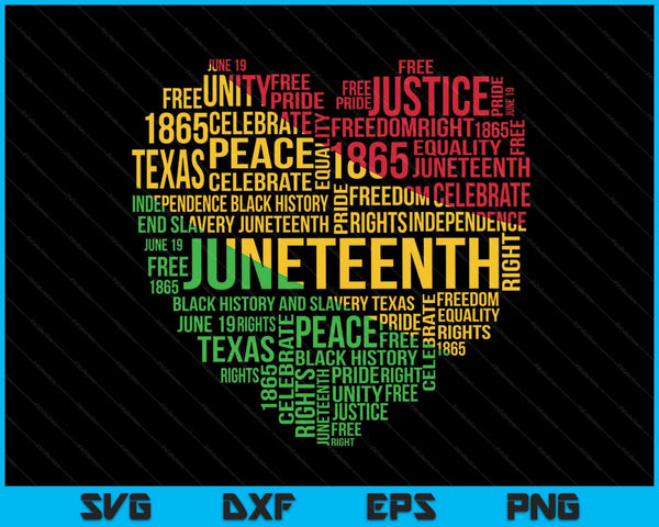 Juneteenth hart zwarte geschiedenis Afro-Amerikaanse Afrikaanse vrijheid SVG PNG digitale afdrukbare bestanden