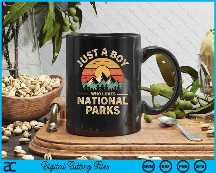 Just A Boy Who Loves National Parks Retro Nature Vintage SVG PNG Digital Printable Files