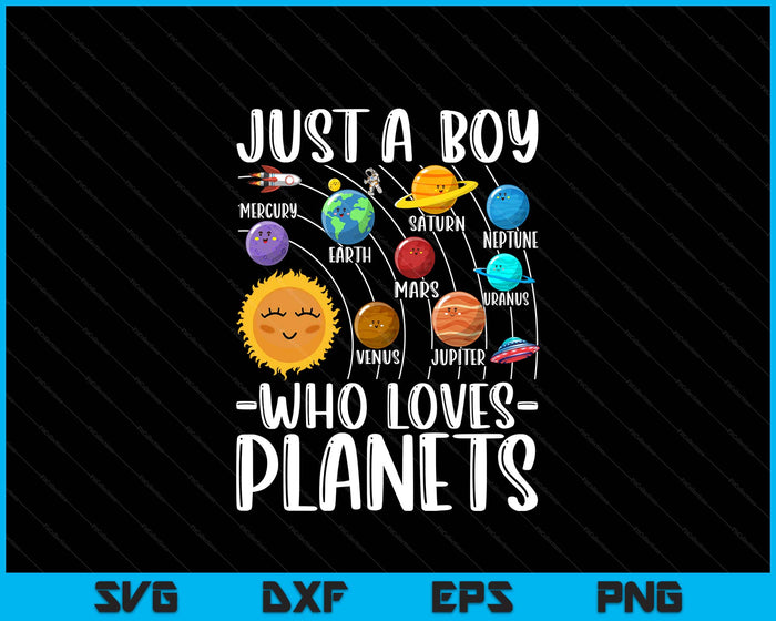 Just A Boy Who Loves Planets Solar Star System Science Space SVG PNG Digital Printable Files