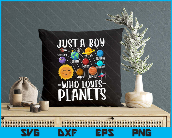 Just A Boy Who Loves Planets Solar Star System Science Space SVG PNG Digital Printable Files