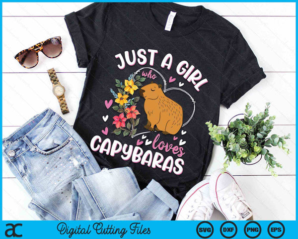 Just A Girl Who Loves Capybaras SVG PNG Digital Cutting Files - on a t-shirt