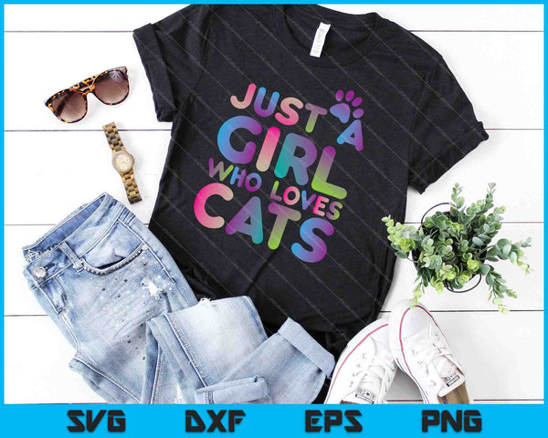 Just A Girl Who Loves Cats SVG PNG Cutting Printable Files - on a t-shirt
