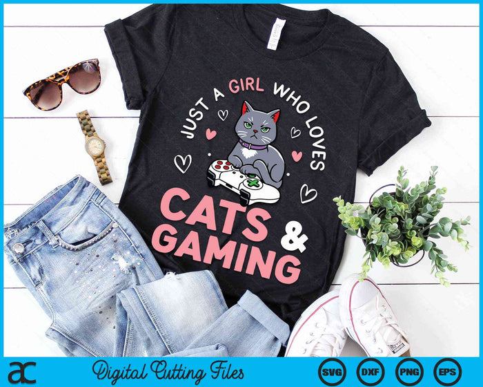 Just A Girl Who Loves Cats And Gaming Cute Gamer Cat SVG PNG Digital Cutting Files