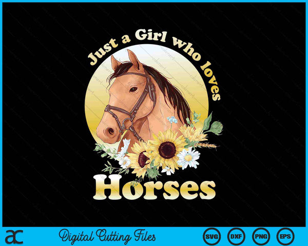 Sólo una chica que ama montar a caballo SVG PNG archivos de corte digital