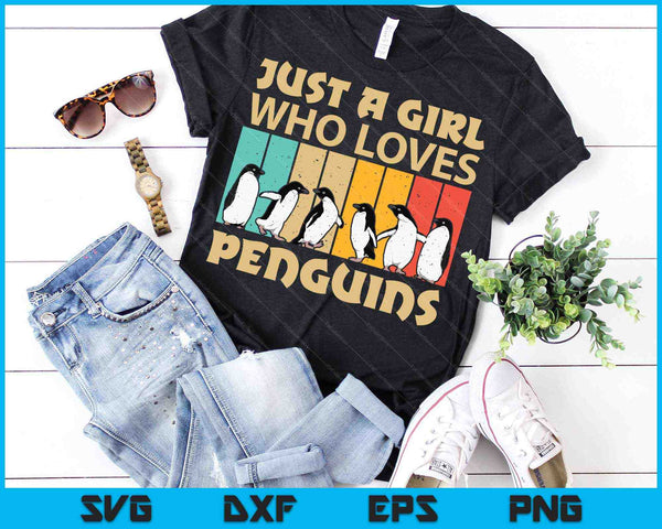 Gewoon een meisje dat van pinguïns houdt, keizerspinguïn vogel SVG PNG digitale snijbestanden - on a t-shirt