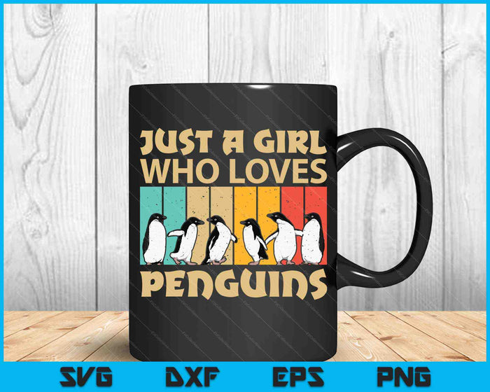 Sólo una chica que ama los pingüinos emperador pingüino pájaro SVG PNG archivos de corte digital