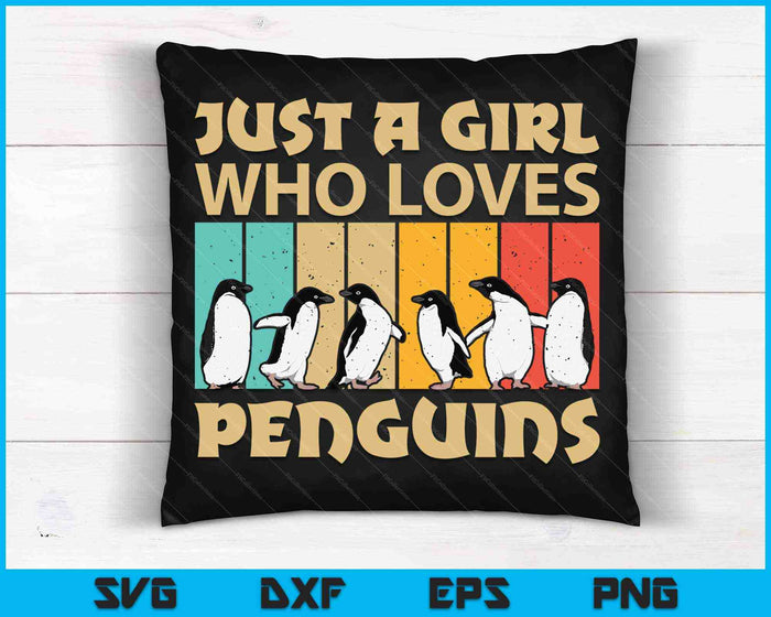 Sólo una chica que ama los pingüinos emperador pingüino pájaro SVG PNG archivos de corte digital