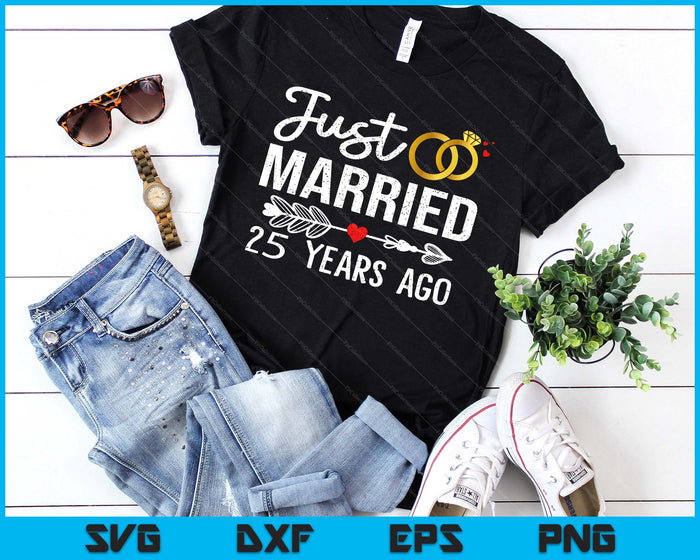 Just Married 25 Years Ago Funny Couple 25th Anniversary SVG PNG Digital Printable Files