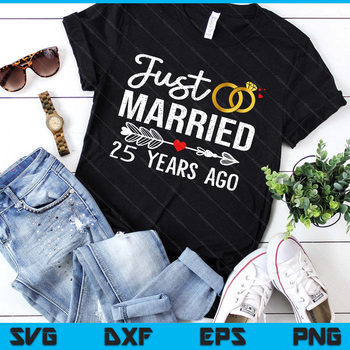 Just Married 25 Years Ago Funny Couple 25th Anniversary SVG PNG Digital Printable Files