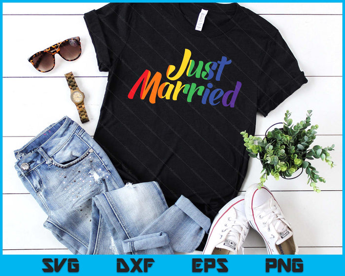 Just Married Gay Lesbian LGBT Wedding Rainbow LGBT SVG PNG Digital Printable Files