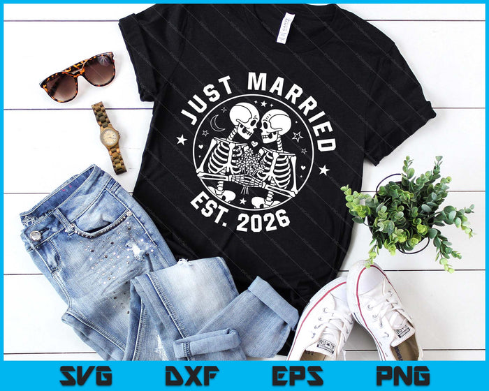 Just Married Skeleton Couple Est. 2026 SVG PNG Digital Printable Files