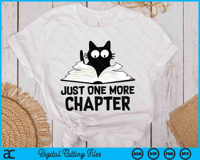 Just One More Chapter Cat Funny Love Cat Black Book SVG PNG Digital Printable Files