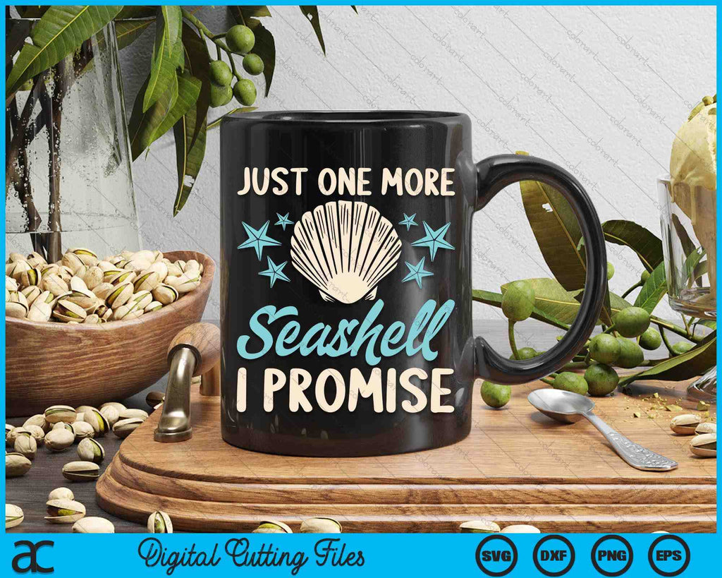 G2TUP Make-up-Tasche Für Muschel-Liebhaber – Mit Spruch „Just One More Seashell“, Leinenstoff, 23,5x17 Cm