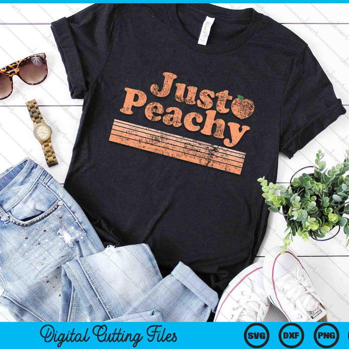 Just Peachy Retro 70s Georgia Peaches Summer Fruit SVG PNG Digital Cutting Files