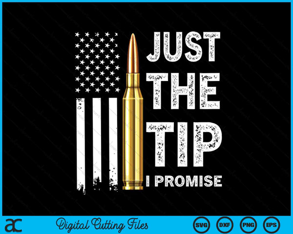 Just The Tip I Promise Funny Gun Owner Pro Guns USA Flag SVG PNG Digital Cutting File