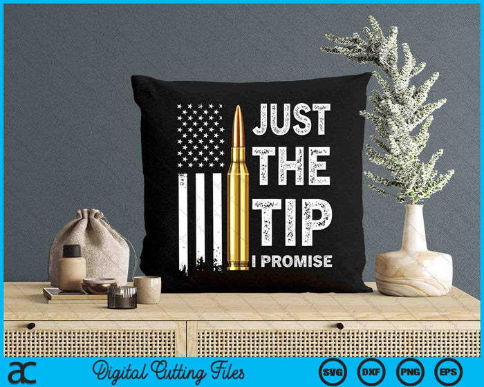 Just The Tip I Promise Funny Gun Owner Pro Guns USA Flag SVG PNG Digital Cutting File